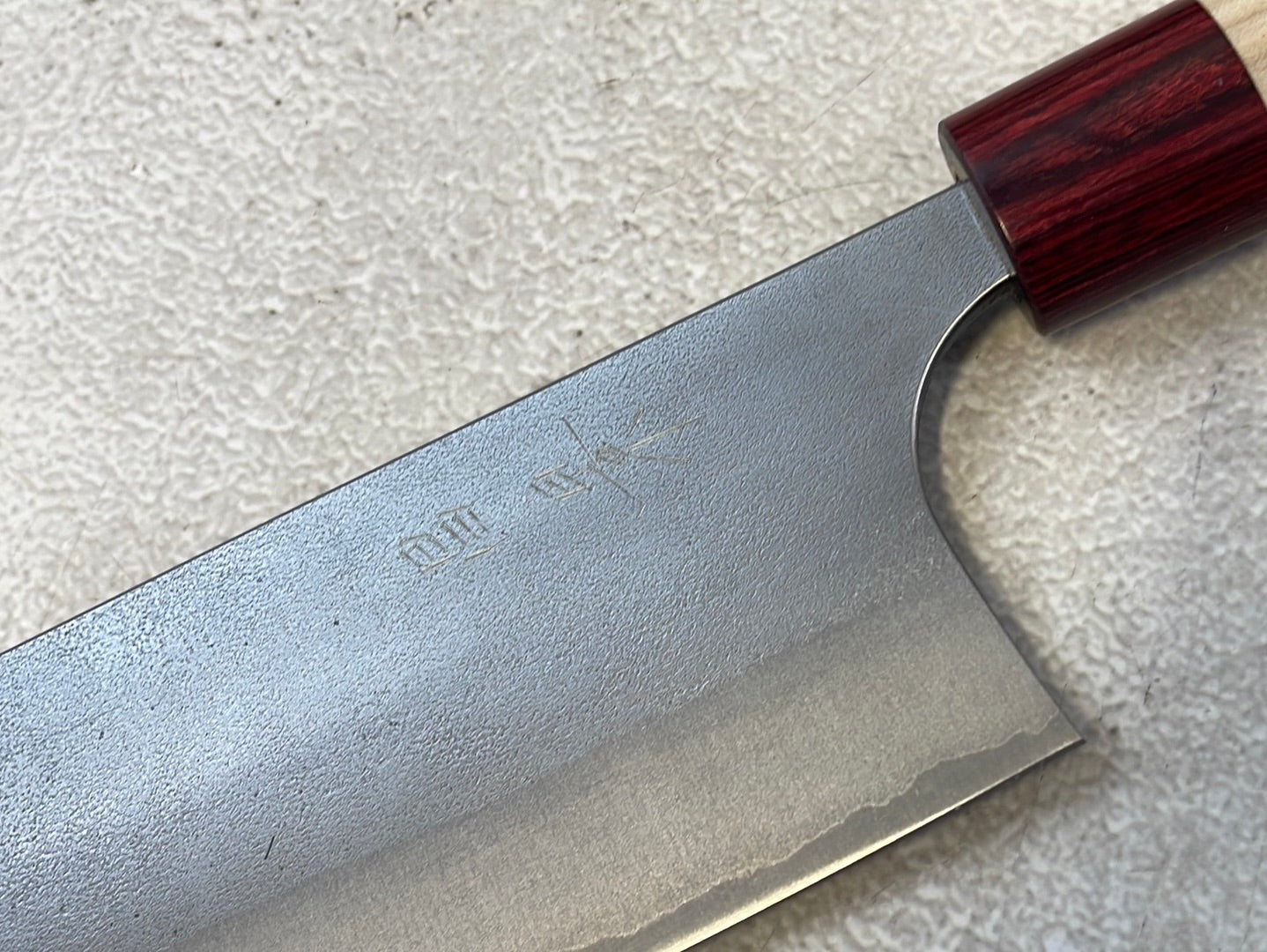 MASAKAGE YUKI Nakiri 165mm Oval Magnolia wood with Red Pakka wood