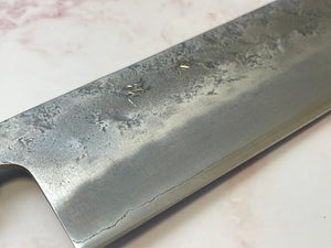 Yoshimune Nakiri 165 mm (6.5 in) Ginsan (Silver #3) Nashiji finish Double-Bevel Walnut Octagonal Handle
