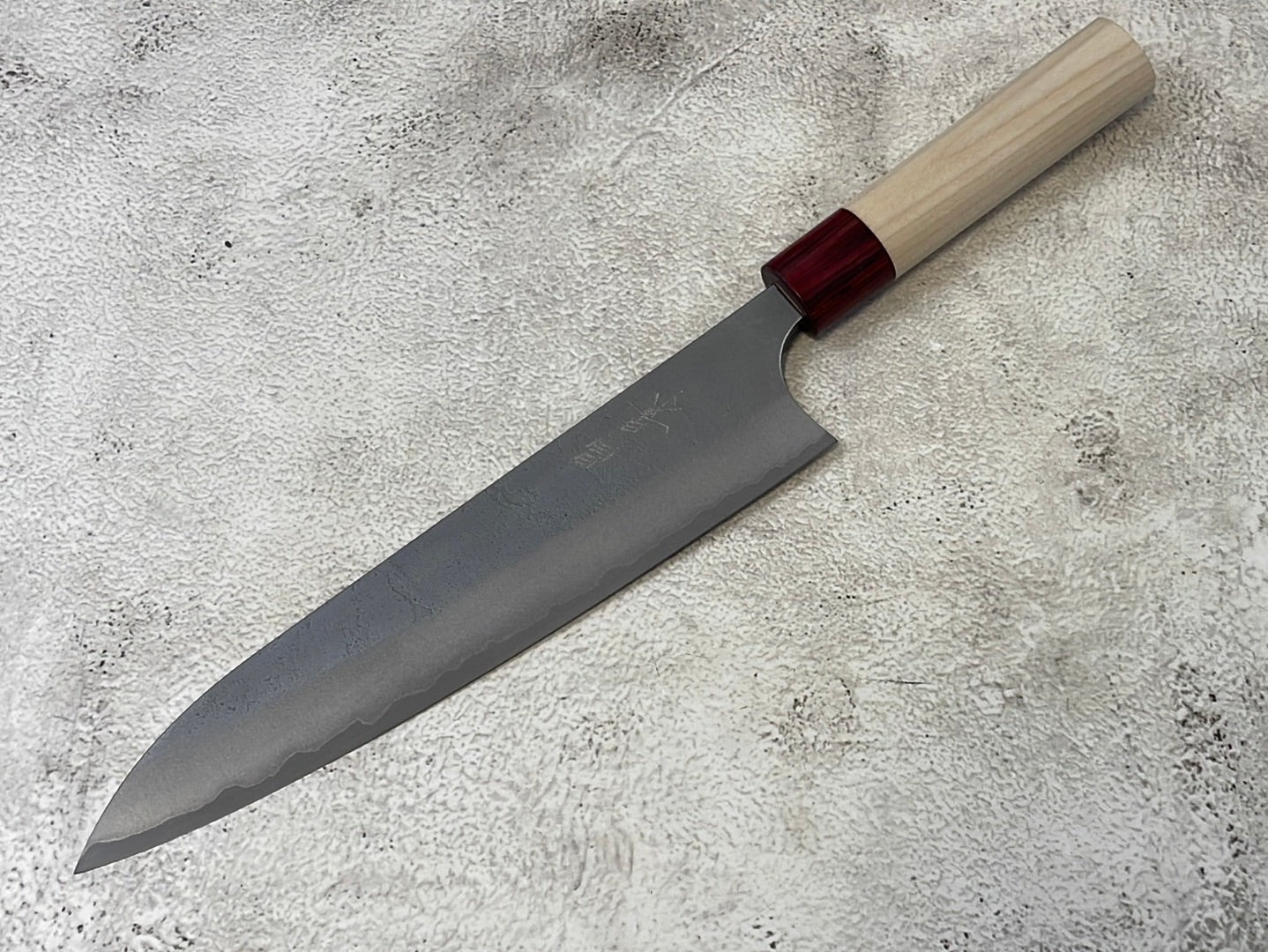 MASAKAGE YUKI Gyuto 210mm Oval Magnolia wood with Red Pakka wood
