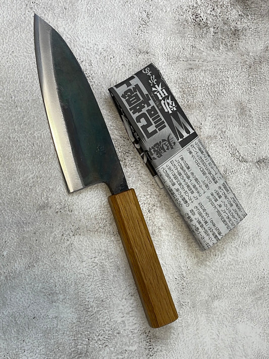 Tsukasa Shiro Kuro 150mm Deba - Shirogami Steel - Oak Octagnon Handle