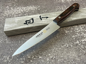 Iseya Molybdenum Petty-Utility Japanese Knife 120mm Red Pakka Wood Handle