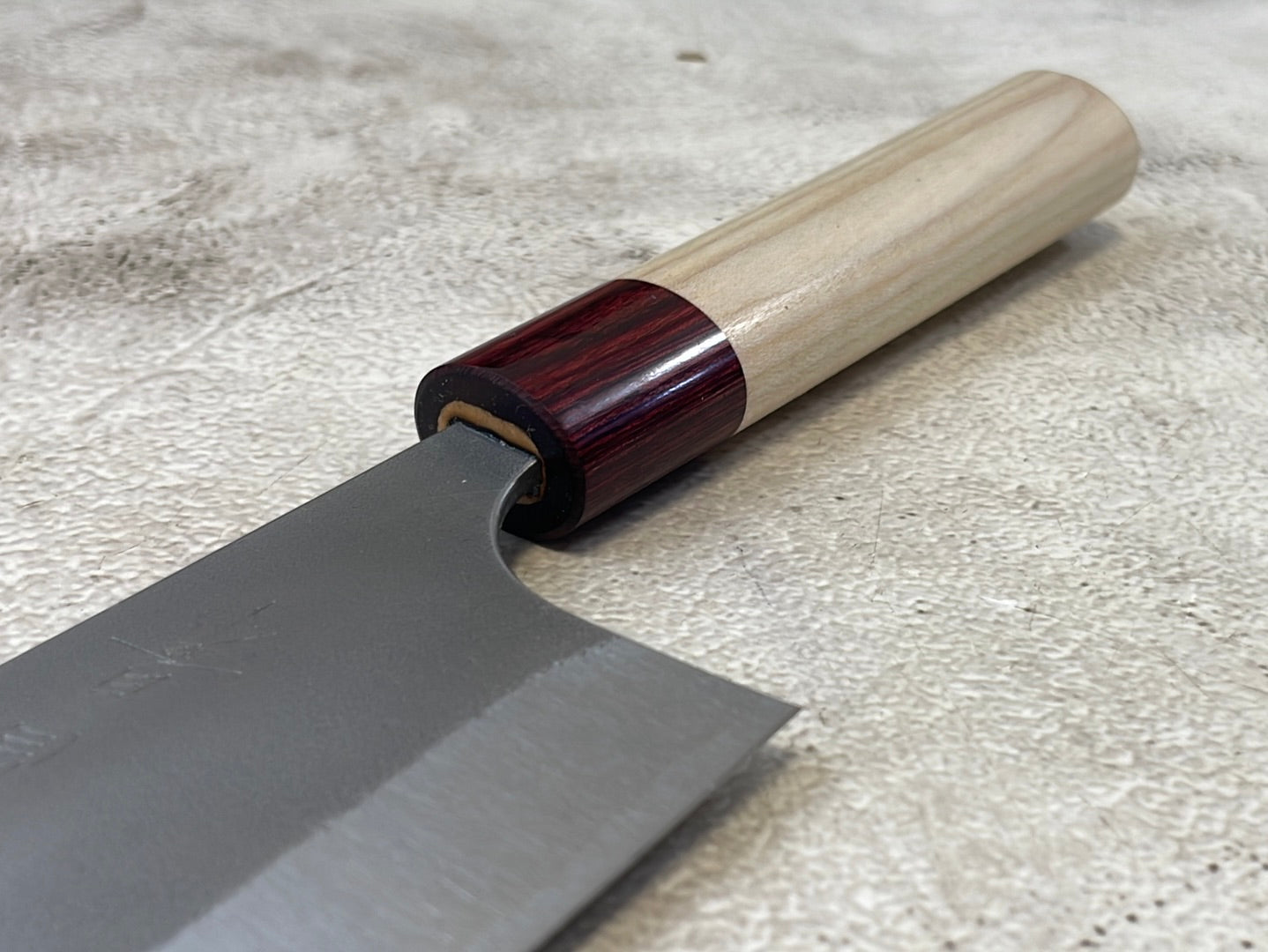 MASAKAGE YUKI Nakiri 165mm Oval Magnolia wood with Red Pakka wood