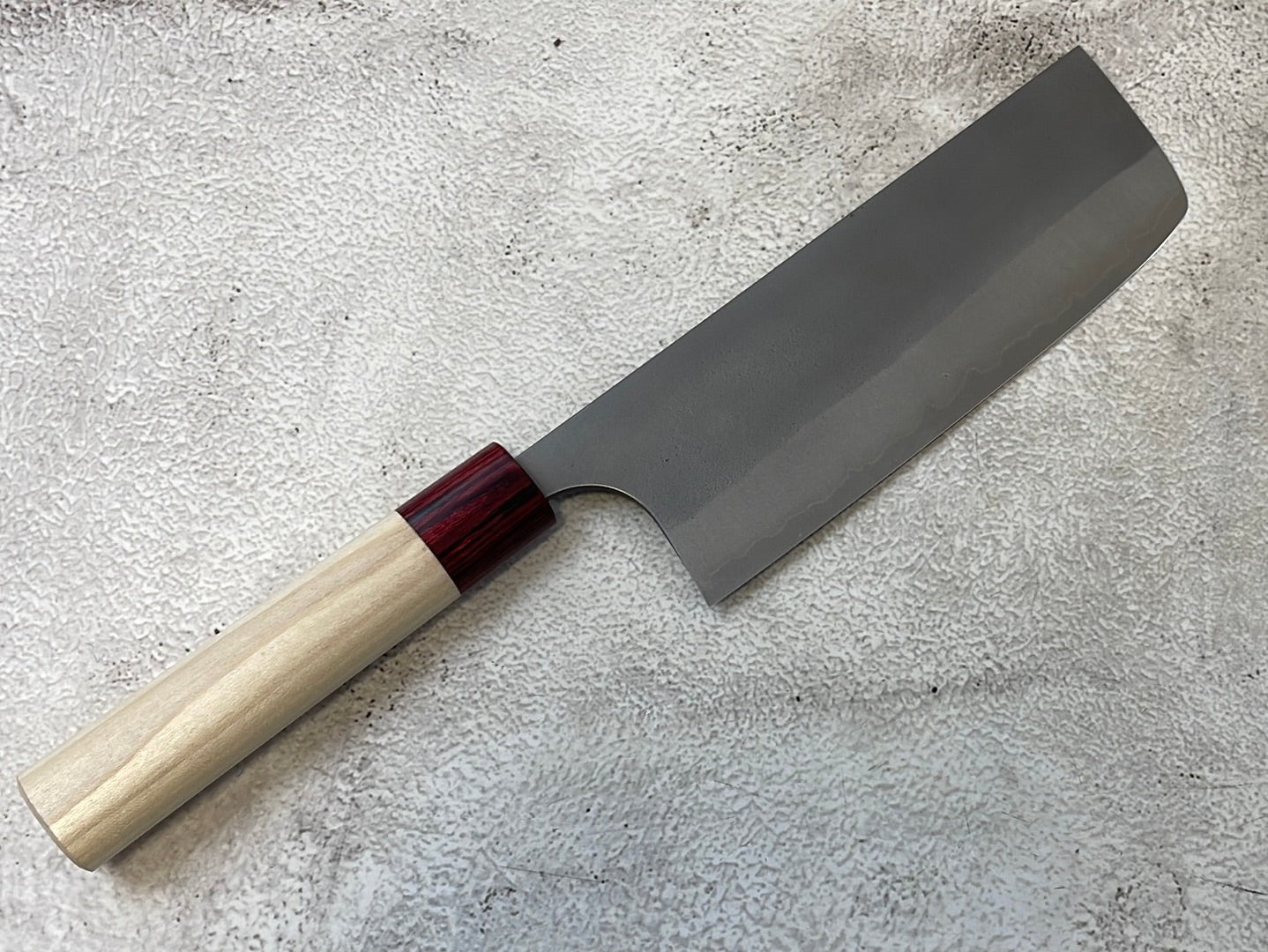 MASAKAGE YUKI Nakiri 165mm Oval Magnolia wood with Red Pakka wood