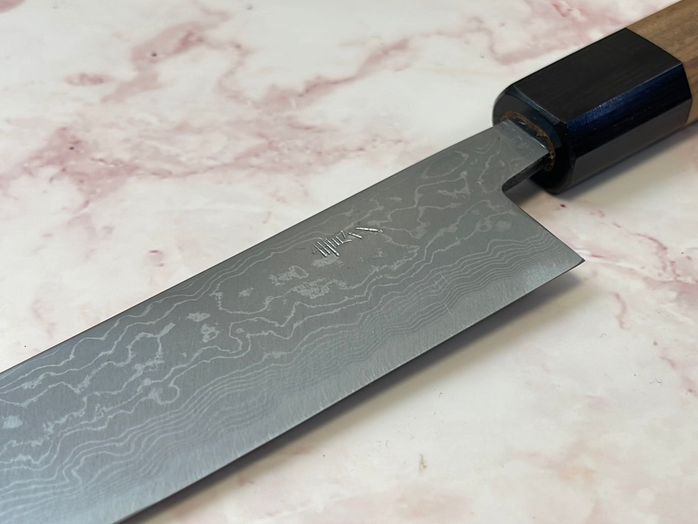 Yoshimune Yanagiba 210 mm(8.3 in) Aogami(Blue) No.2 Damascus (33 layers) Double-Bevel