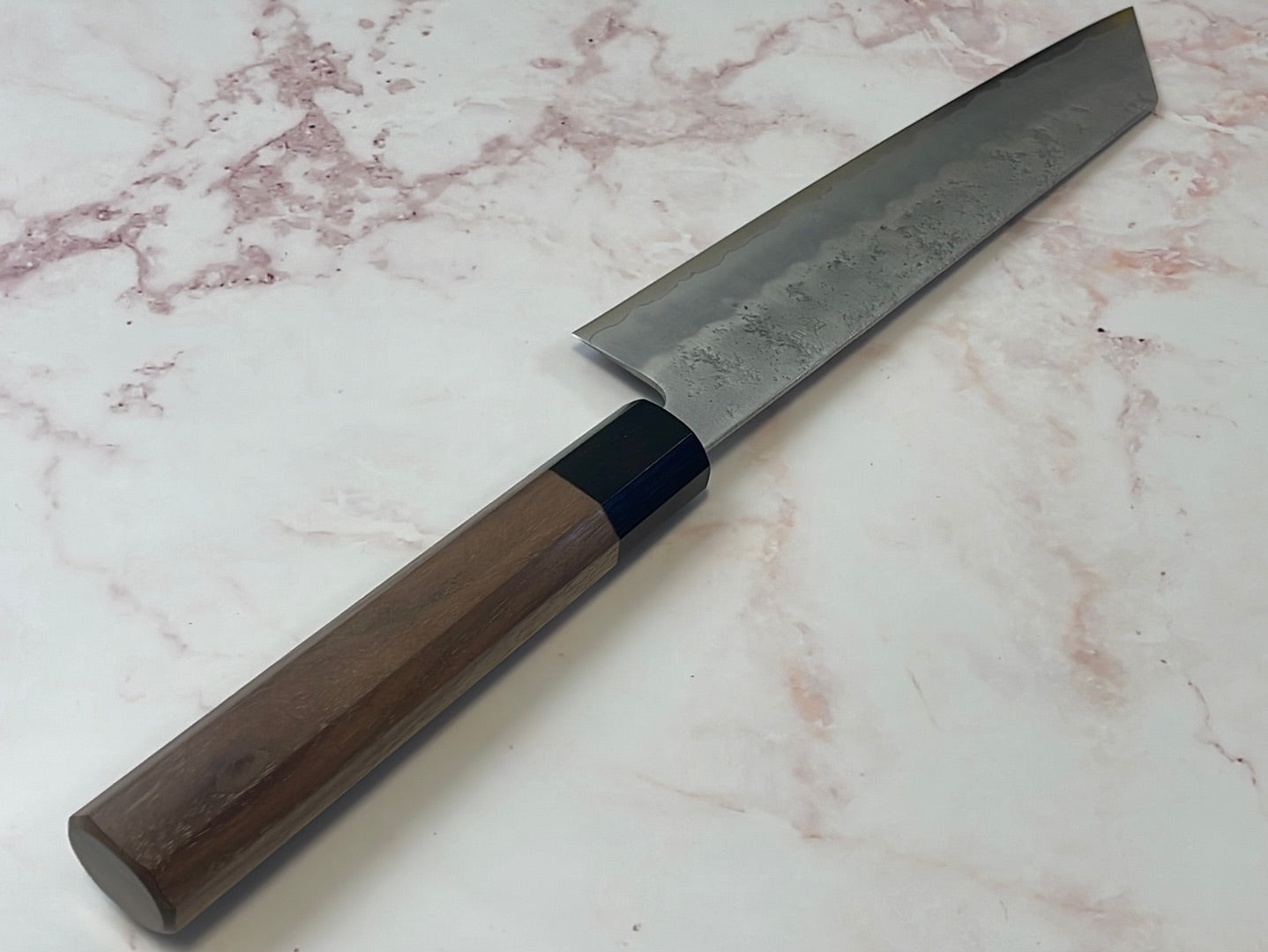 Yoshimune Kiritsuke 210 mm (8.3 in) Ginsan (Silver #3) Nashiji finish Double-Bevel Walnut Octagonal Handle