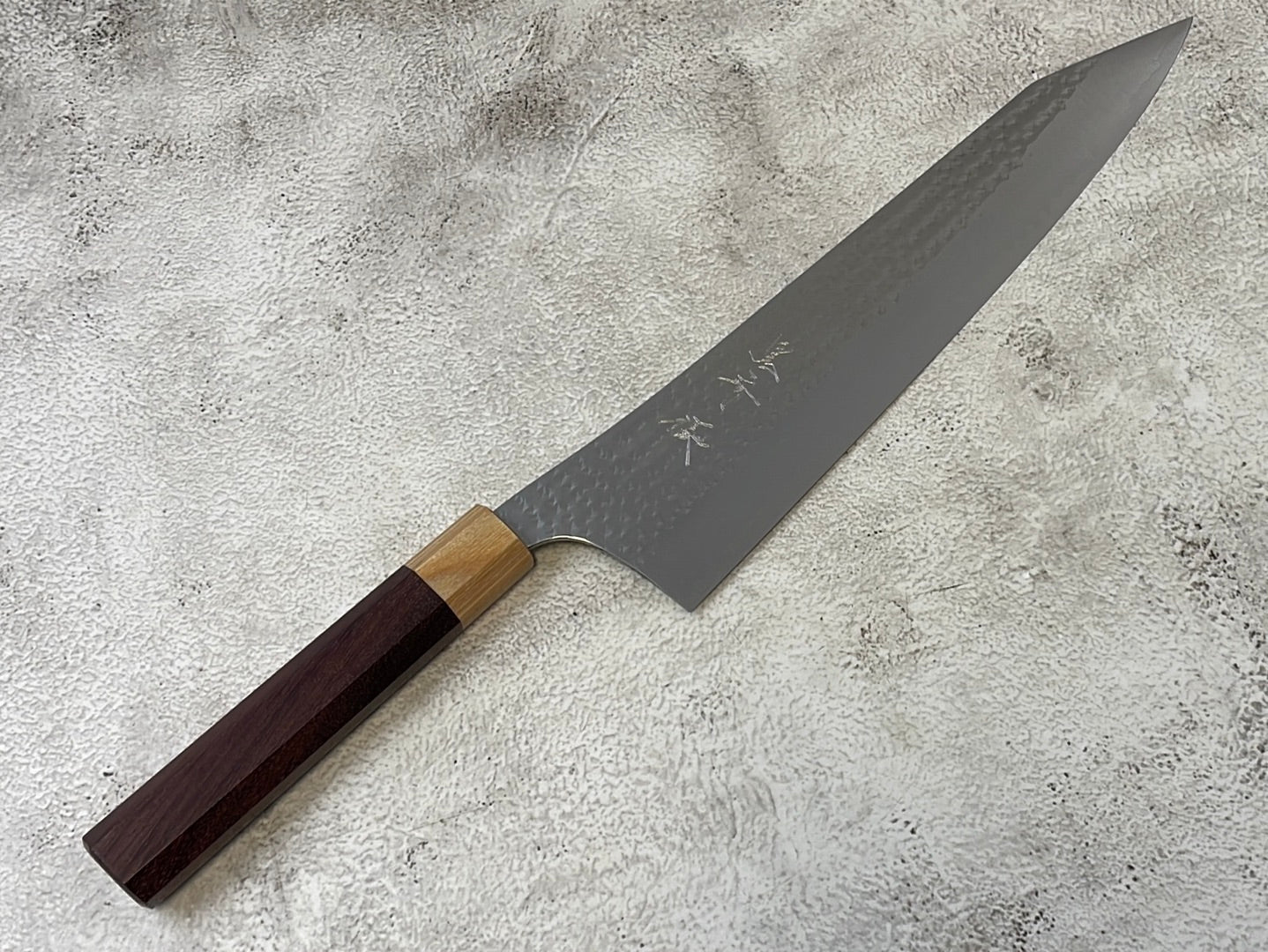 Yu Kurosaki R2 SG2 Hammered SENKO-EI Gyuto 270mm - Brown-Ring Octagonal Handle