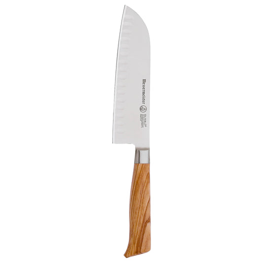 MESSERMEISTER Oliva Elité Kullenschliff Santoku 178mm | Olive Wood Handle