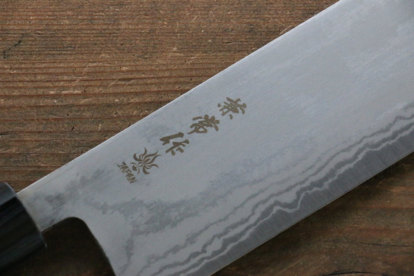 Kanetsune Blue Steel No.2 Damascus Nakiri 165mm - Shitan Handle