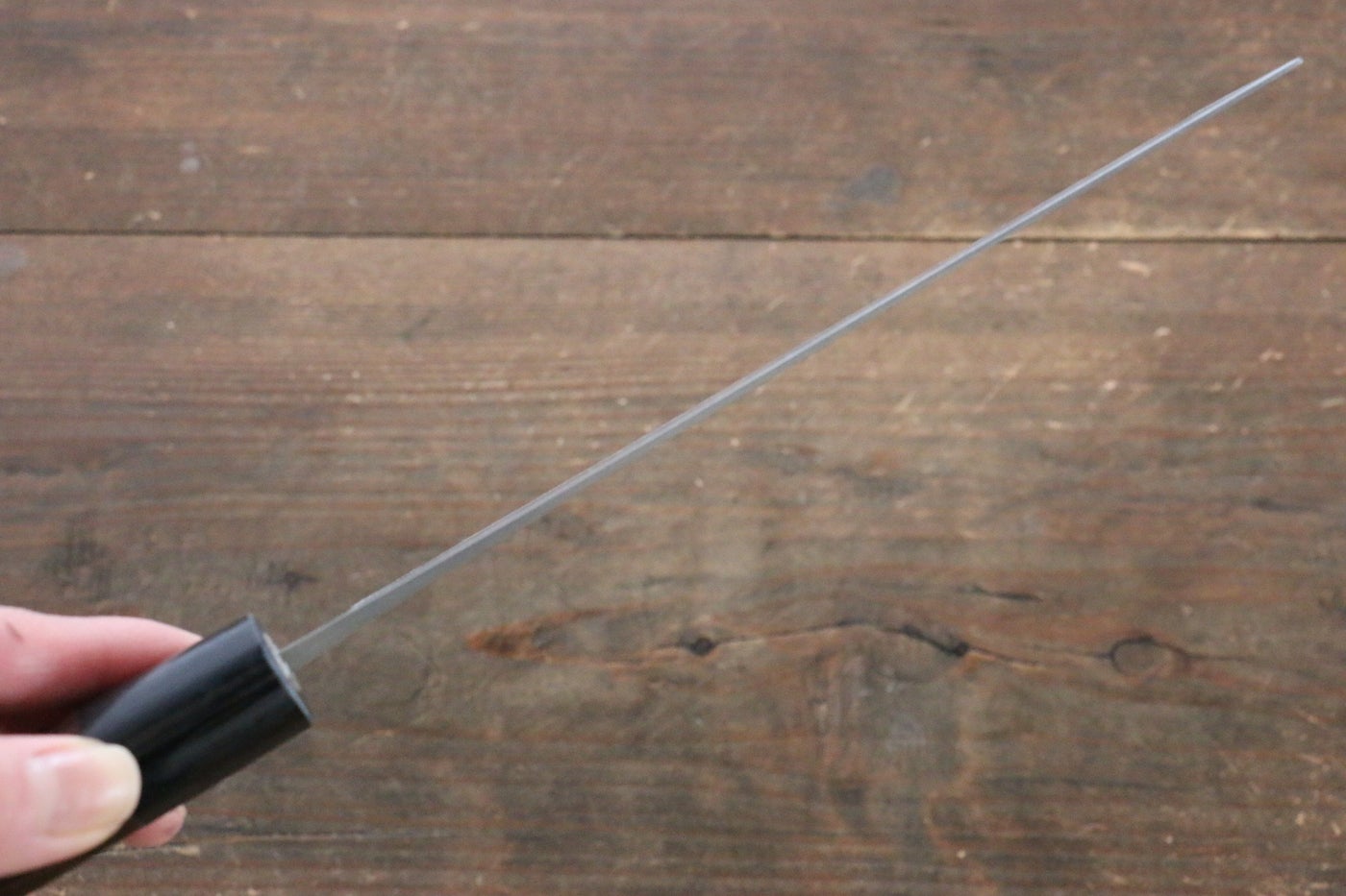 Kanetsune Blue Steel No.2 Damascus Nakiri 165mm - Shitan Handle