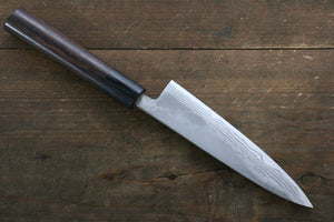 Kanetsune Blue Steel No. 2 Damascus Petty-Utility Japanese Knife 135mm Shitan Handle
