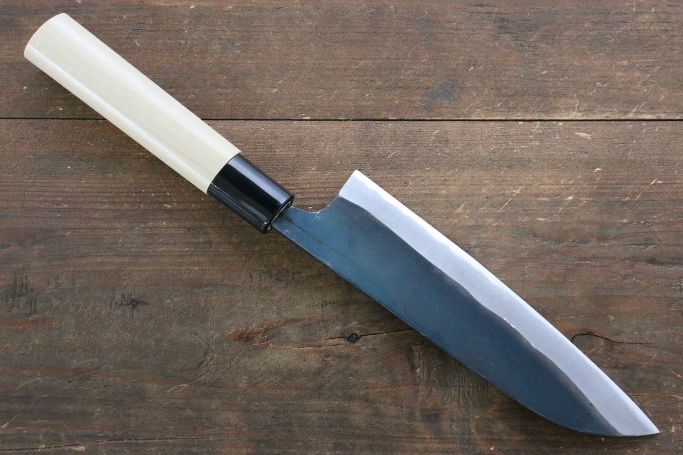 Kanetsune Blue Steel No.2 Kurouchi Santoku 165mm - Magnolia Handle