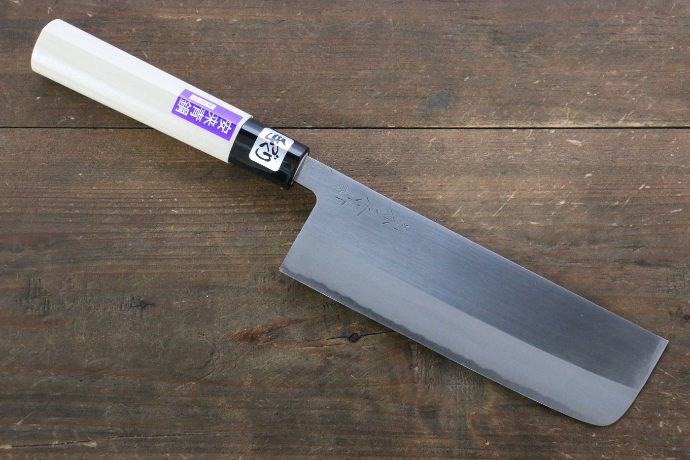 Kanetsune Blue Steel No.2 Migaki Nakiri 165mm - Magnolia Handle