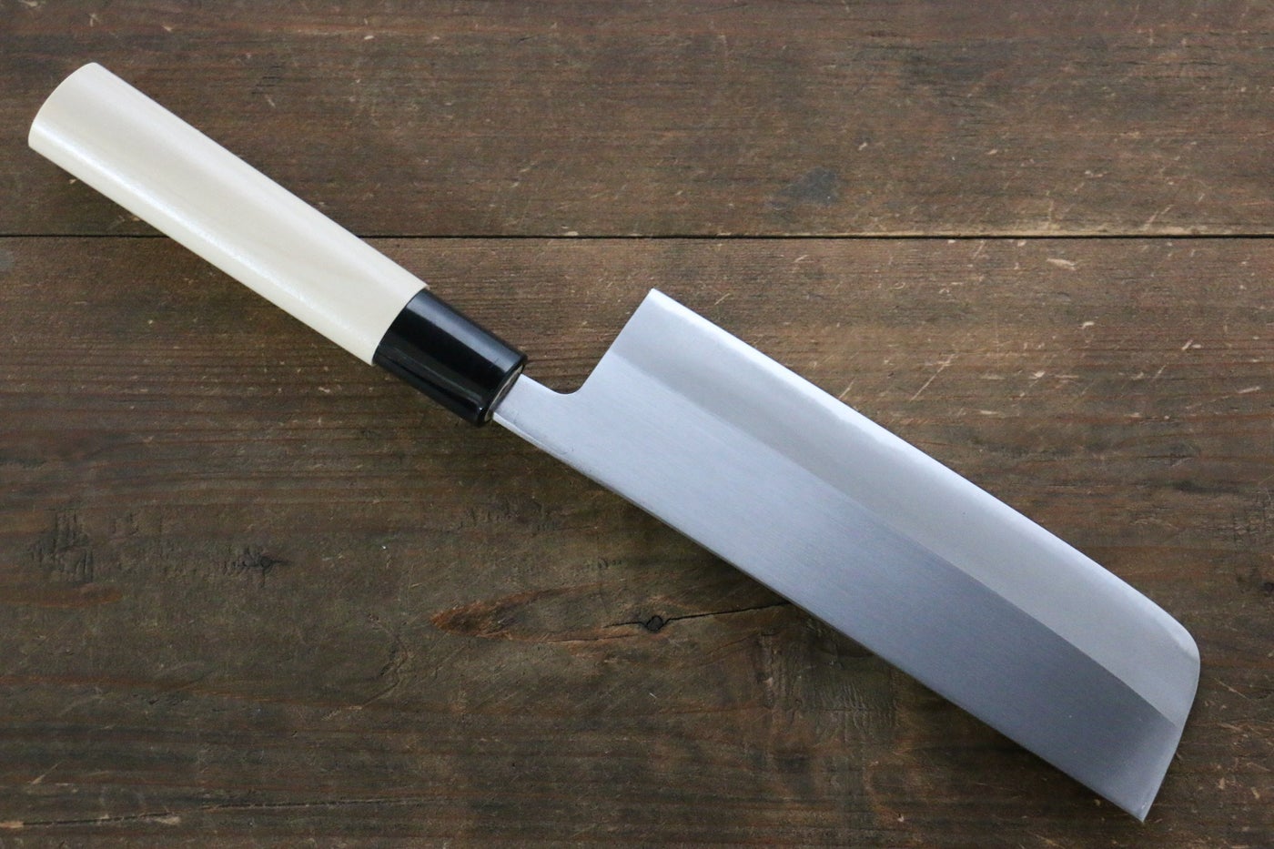 Kanetsune Blue Steel No.2 Migaki Nakiri 165mm - Magnolia Handle