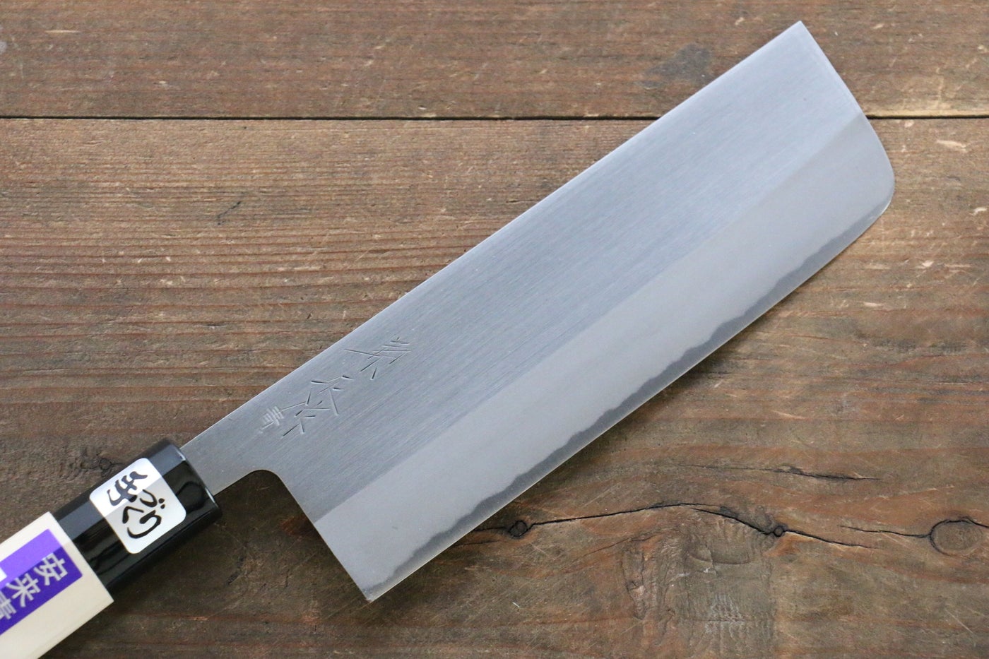 Kanetsune Blue Steel No.2 Migaki Nakiri 165mm - Magnolia Handle
