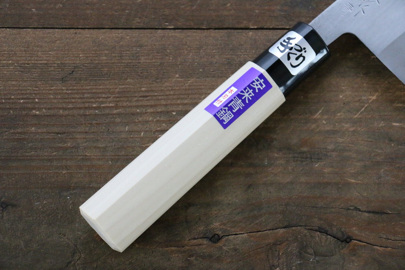 Kanetsune Blue Steel No.2 Migaki Nakiri 165mm - Magnolia Handle