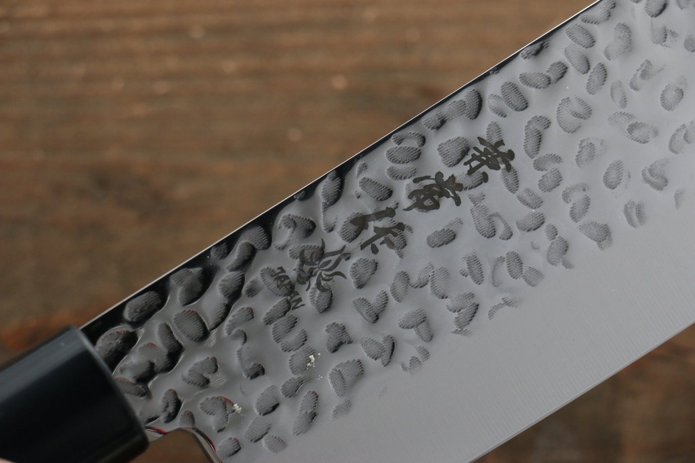 Kanetsune DSR-1K6 Hammered Nakiri 165mm - Red Pakka Wood Handle