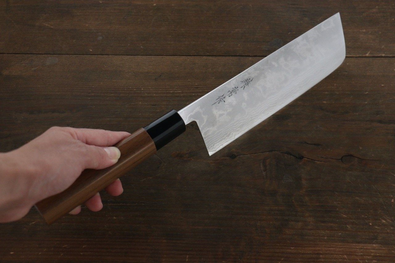 Kanetsune VG1 17-Layer Damascus Nakiri 165mm - Walnut Handle