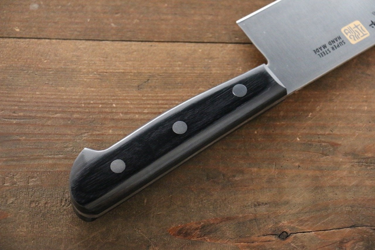 Iseya Molybdenum Santoku Japanese Knife 180mm Black Pakka Wood Handle
