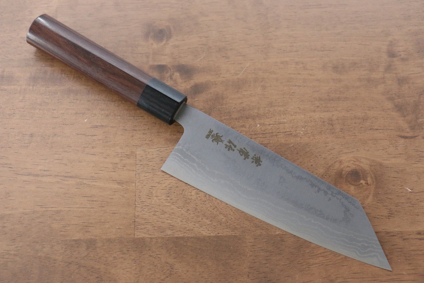 Kanetsune Blue Steel No.2 Damascus Kiritsuke 170mm - Shitan Handle