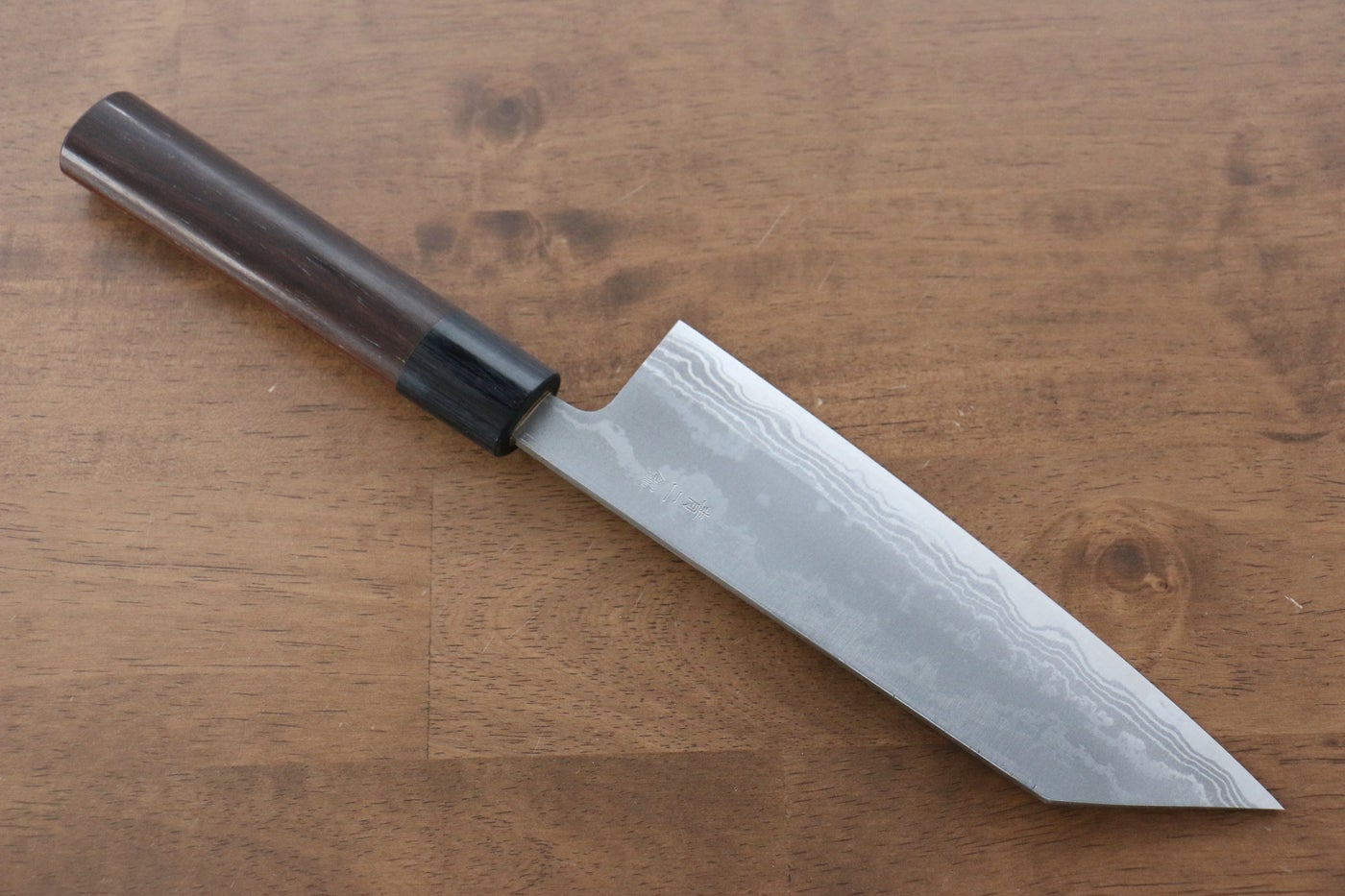 Kanetsune Blue Steel No.2 Damascus Kiritsuke 170mm - Shitan Handle