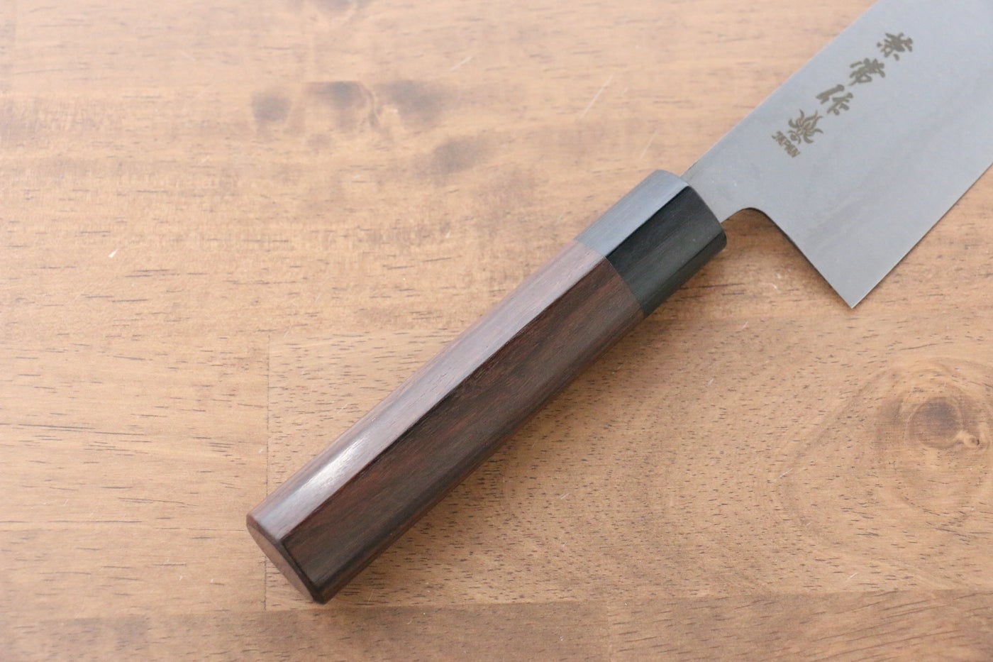 Kanetsune Blue Steel No.2 Damascus Kiritsuke 170mm - Shitan Handle