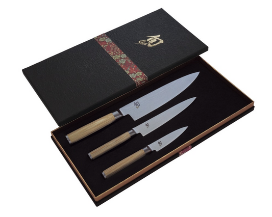 Shun Classic White 3 Piece Chefs Knife Set