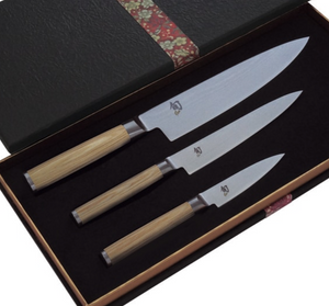 Shun Classic White 3 Piece Chefs Knife Set