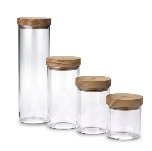 Jar Borosilicate Glass With Olive Wood Lid