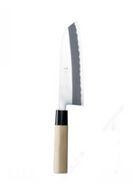 Load image into Gallery viewer, Tojiro Double-Edged Shirogami Santoku Knife 16.5cm (Grinding Finished)