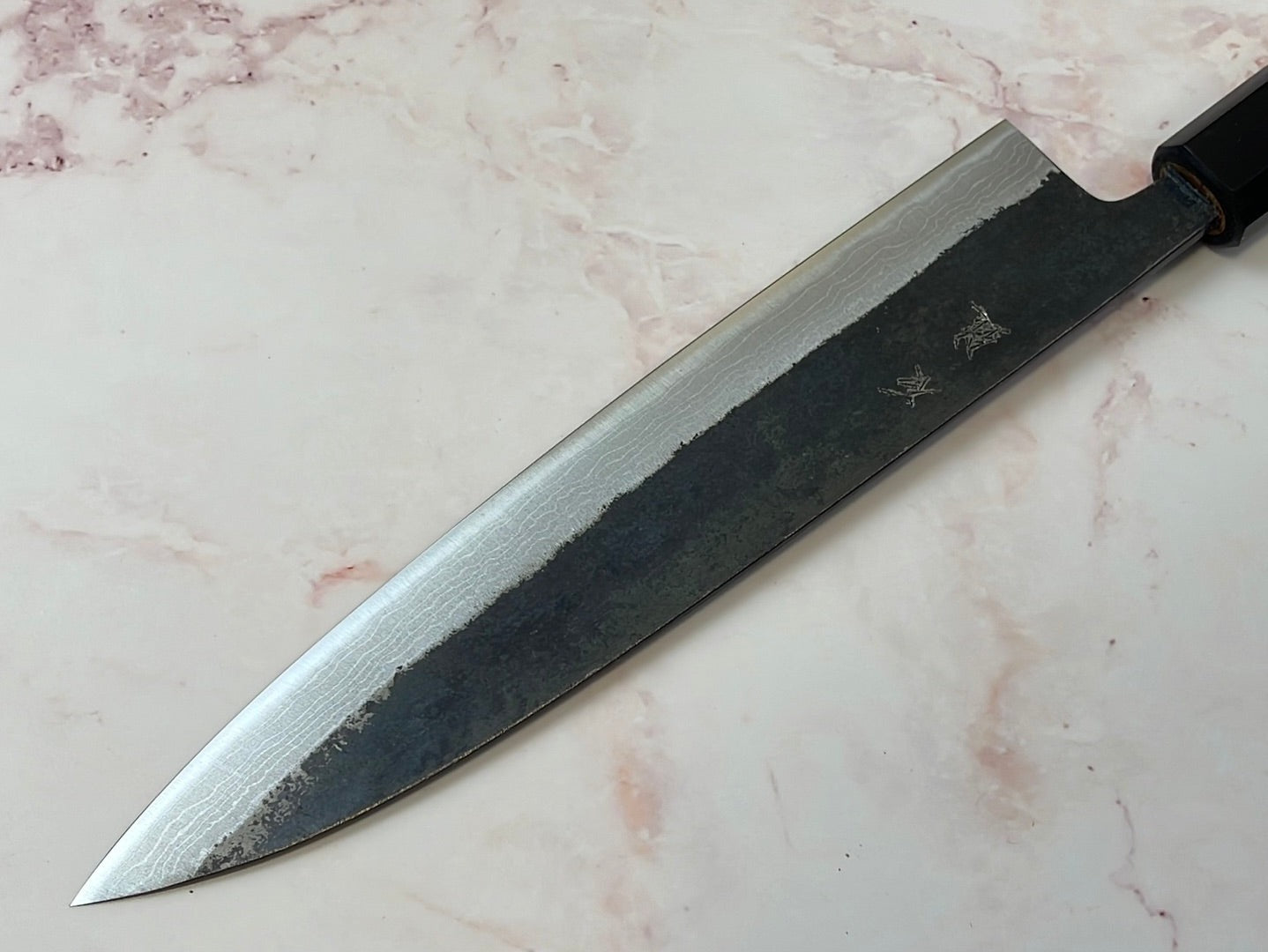 Yoshimune Gyuto Kurouchi 210 mm (8.3 in) Aogami (Blue) #2 Damascus (17 layers) Double-Bevel
