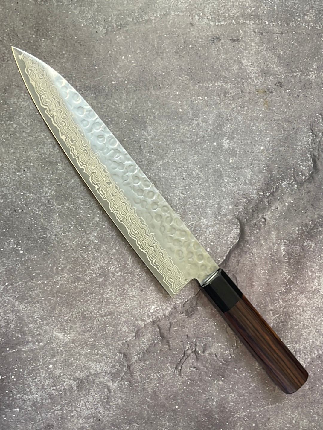 Yoshimune Gyuto Damascus Hammered Finish Knife 210 mm (9.4 in) Stainless clad Aus10