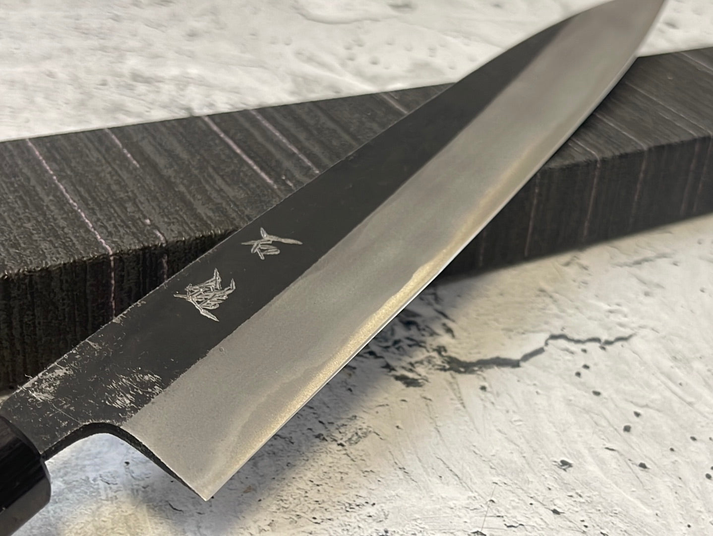 Yoshimune Sujihiki Kurouchi 240 mm (9.4 in) Aogami (Blue) #2 Double-Bevel