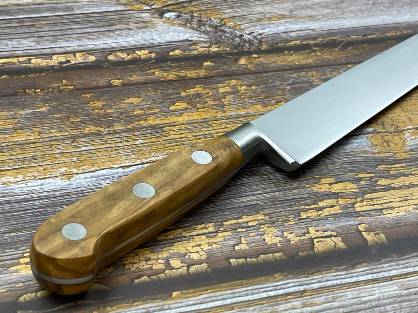 K Sabatier Slicing Knife 250mm - CARBON STEEL - OLIVE WOOD HANDLE