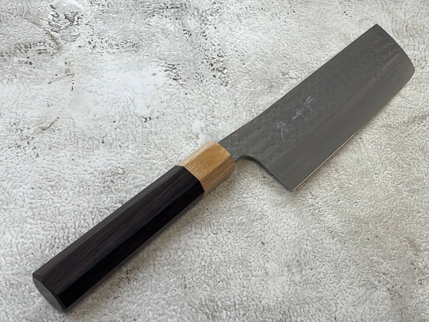 Yu Kurosaki R2(SG2) Hammered SENKO-EI WA RS8H Japanese Nakiri 165mm with Brown-Ring Octagonal Handle