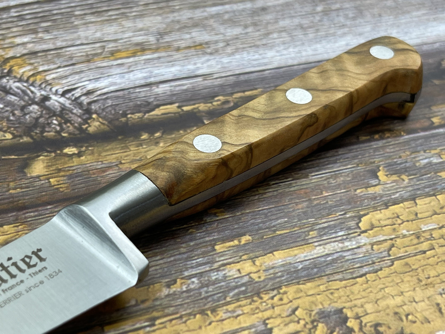 K Sabatier Paring Knife 100mm - CARBON STEEL - OLIVE WOOD HANDLE