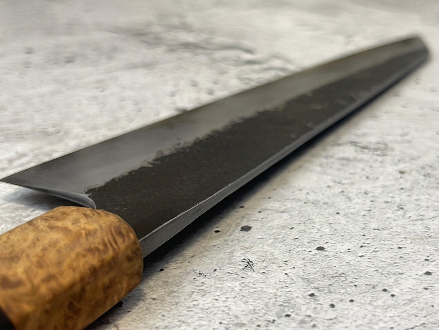 SanMai K-Tip Gyuto 230mm Kurouchi Kasumi, Amboyna Burl & Rosewood Handle