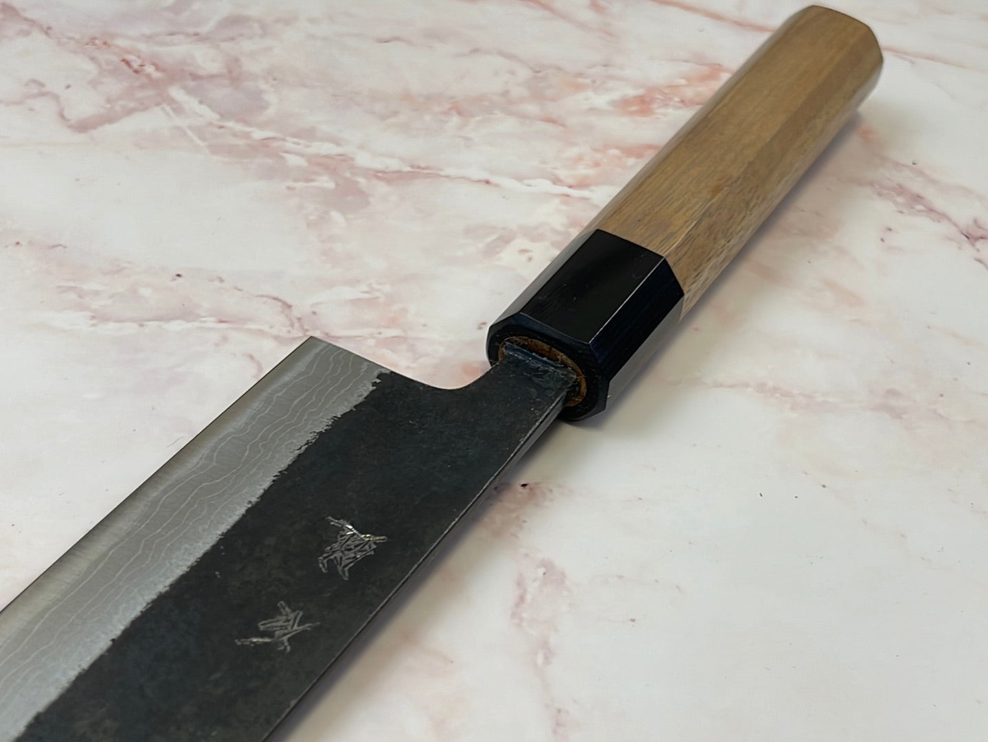 Yoshimune Gyuto Kurouchi 210 mm (8.3 in) Aogami (Blue) #2 Damascus (17 layers) Double-Bevel