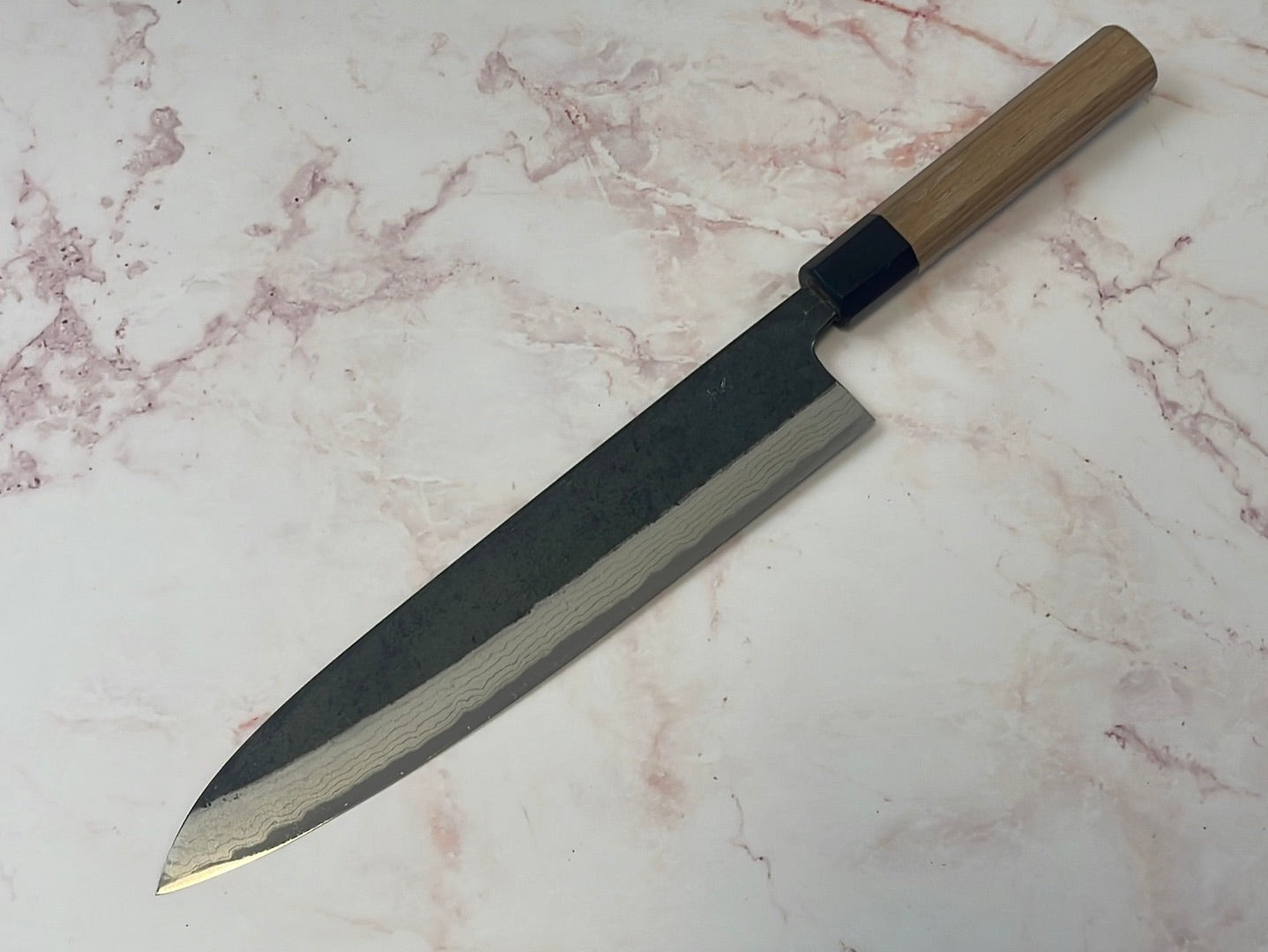 Yoshimune Gyuto Kurouchi 240 mm (9.4 in) Aogami (Blue) #2 Damascus (17 layers) Double-Bevel