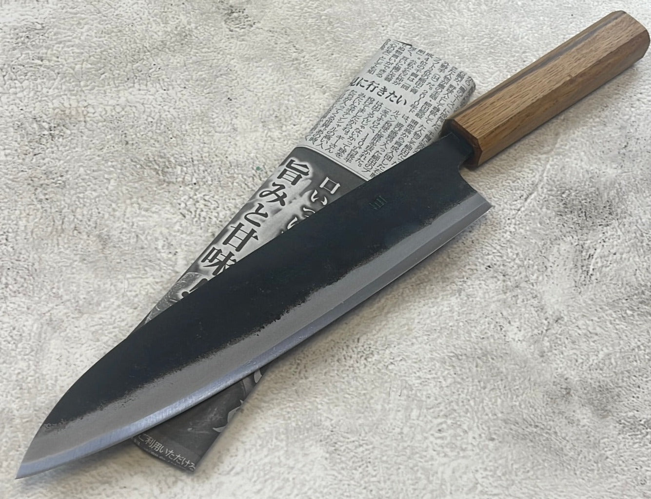 Tsukasa Shiro Kuro 210mm Gyuto- Shirogami Steel - Oak Octagnon Handle