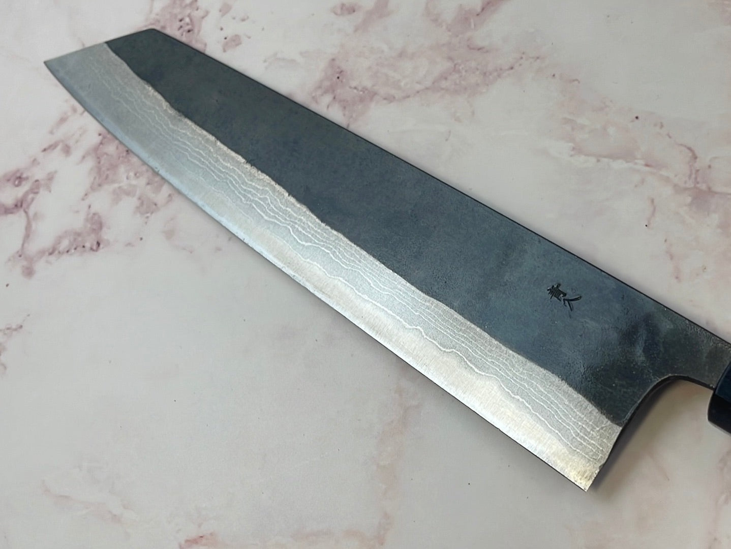 Yoshimune Kiritsuke Kurouchi 240 mm (9.4 in) Aogami (Blue) #2 Damascus (17 layers) Double-Bevel