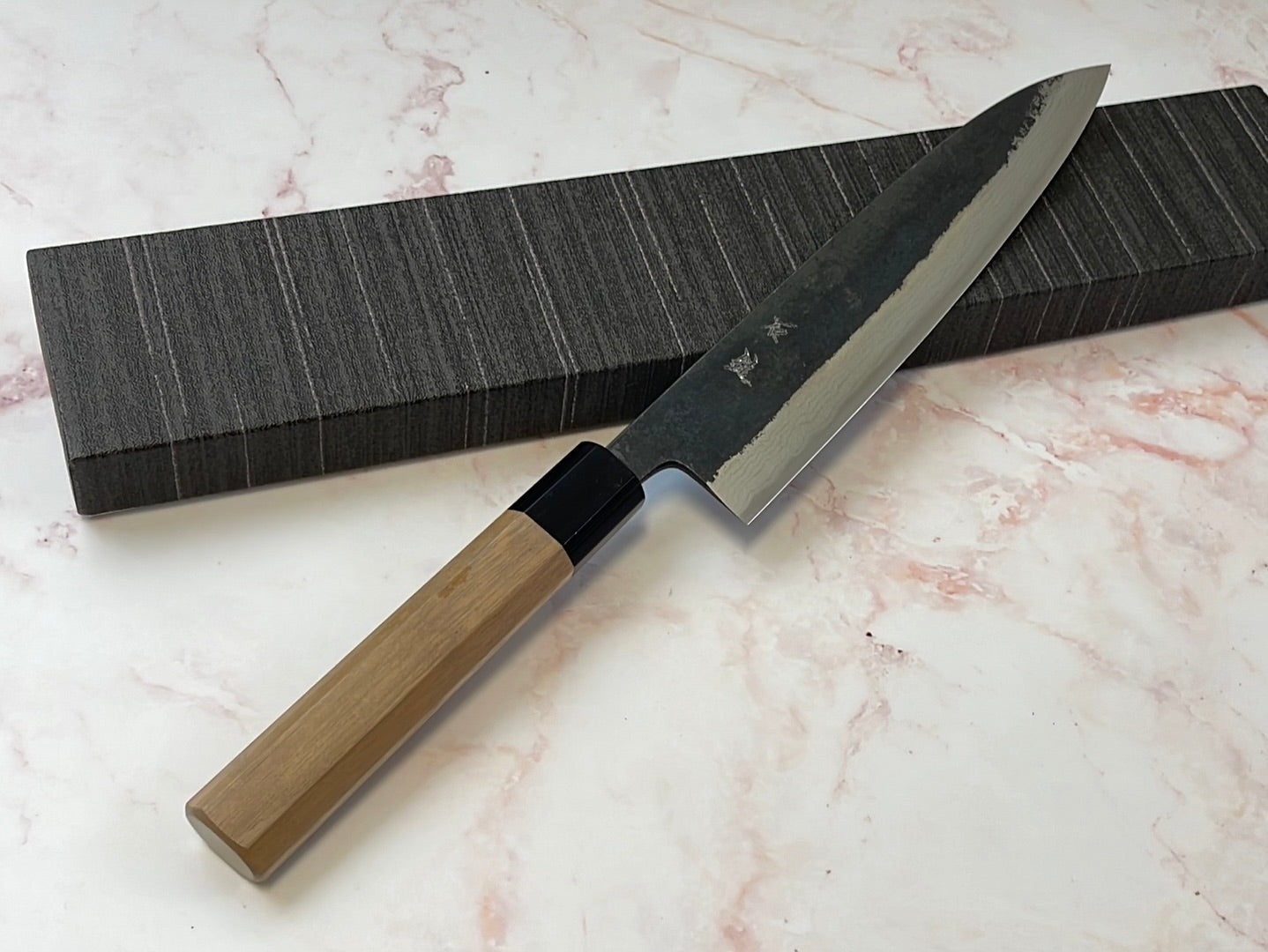 Yoshimune Gyuto Kurouchi 210 mm (8.3 in) Aogami (Blue) #2 Damascus (17 layers) Double-Bevel