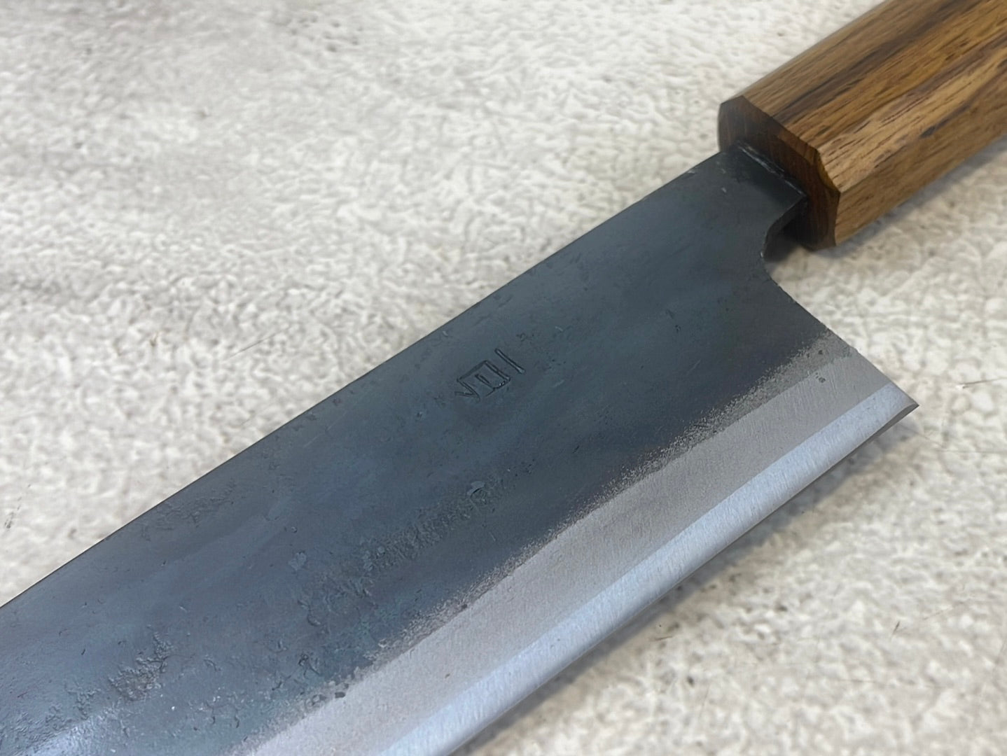 Tsukasa Shiro Kuro 180mm Santoku - Shirogami Steel - Oak Octagnon Handle