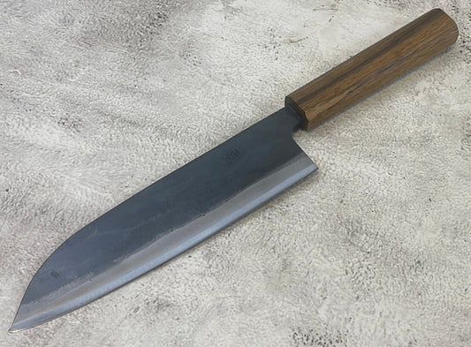 Tsukasa Shiro Kuro 180mm Santoku - Shirogami Steel - Oak Octagnon Handle