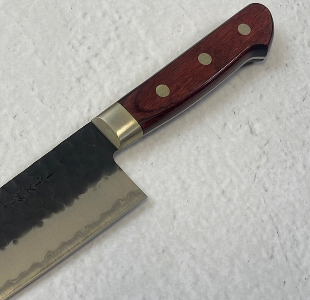 Tsunehisa Aogami Super Kuro Tsutime Santoku Knife 180mm - Made in Japan 🇯🇵 Red Pakka Wood Handle