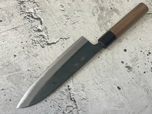 Load image into Gallery viewer, Yoshimune Santoku Kurouchi 180 mm (7.1 in) Aogami (Blue) #2 Double-Bevel