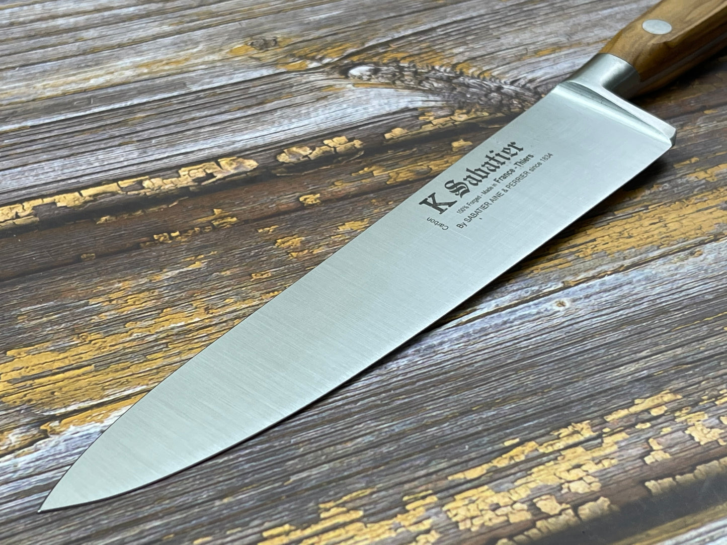 K Sabatier Chef Knife 200mm - CARBON STEEL - OLIVE WOOD HANDLE