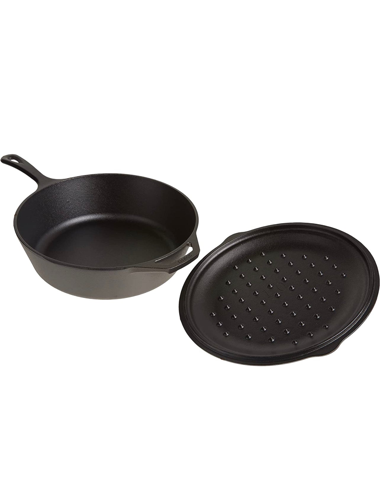 LODGE COOKWARE 3.2 Quart Cast Iron Covered Deep Skillet with Helper Handle