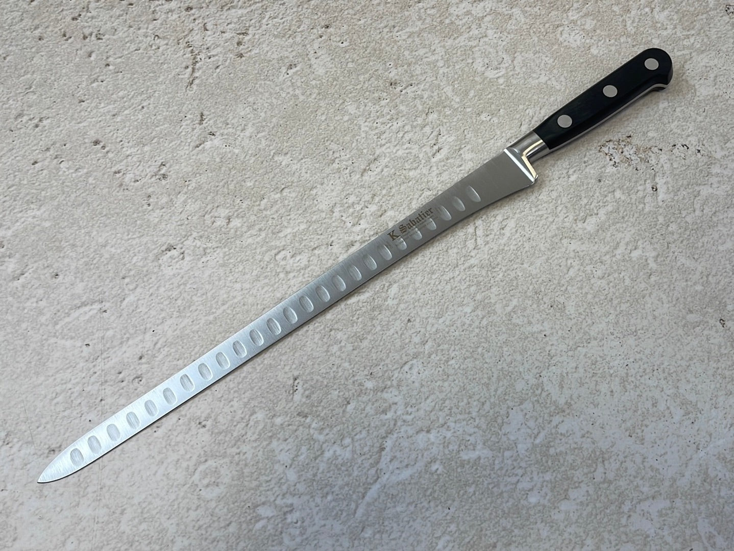 K Sabatier Authentique Salmon Slicing (Air Pockets) Knife 300mm - HIGH CARBON STEEL Made In France