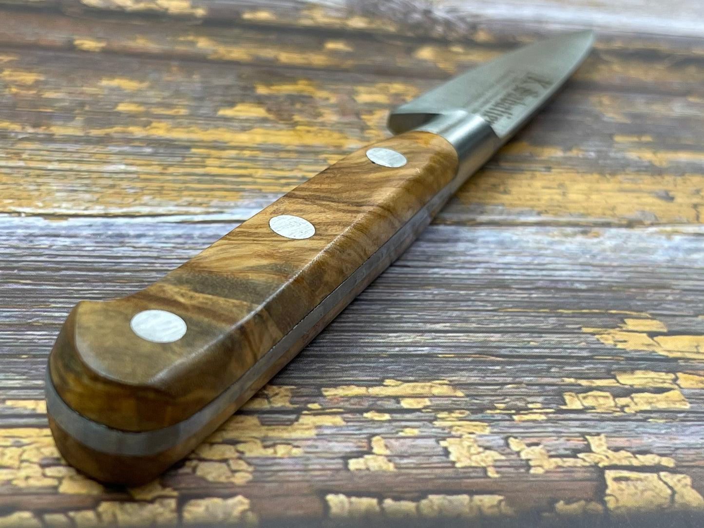K Sabatier Paring Knife 80mm - CARBON STEEL - OLIVE WOOD HANDLE