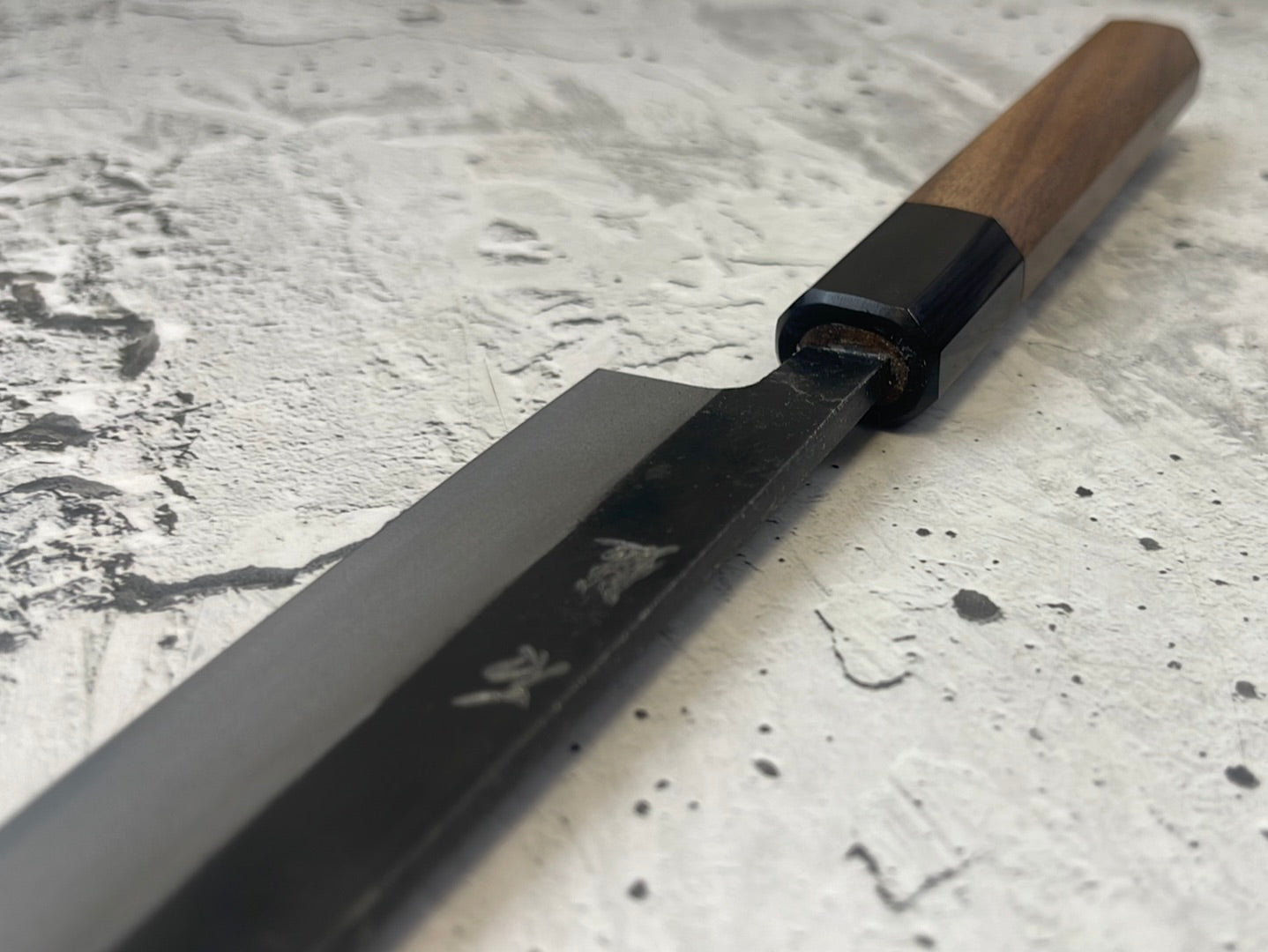 Yoshimune Sujihiki Kurouchi 210 mm (8.3 in) Aogami (Blue) #2 Double-Bevel